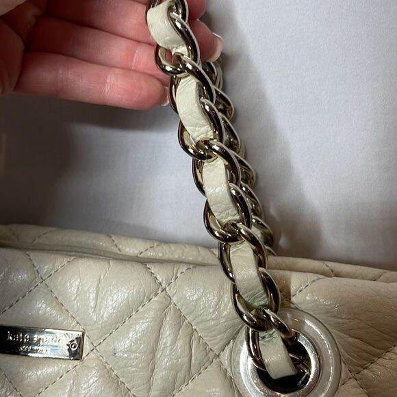 Kate Spade Cream Quilted Maryanne Shoulder Bag With Chain Handles. - Picture 4 of 14